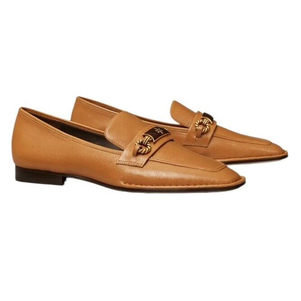 Tory Burch Size 9 Perrine Loafer Shoes Square Toe Block Heel Caramel Corn New